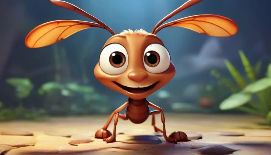 a cartoon ant with big ears and big eyes