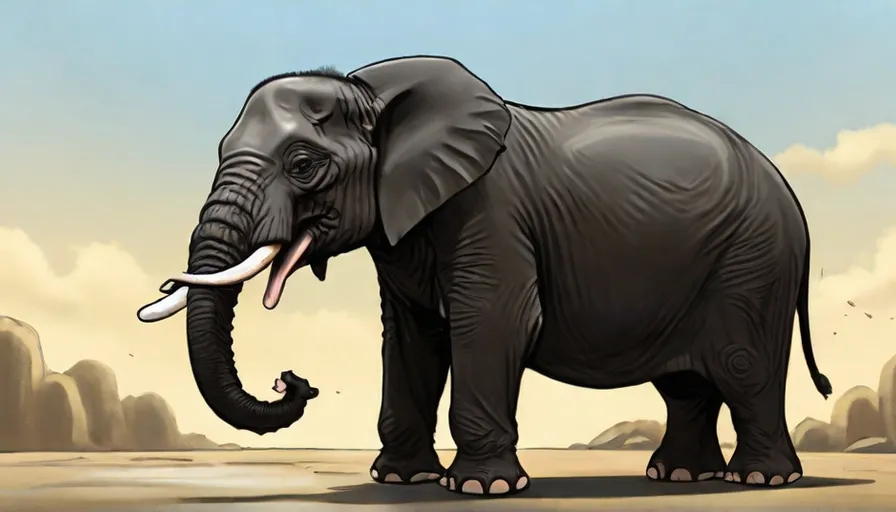 an elephant is standing in the middle of a desert