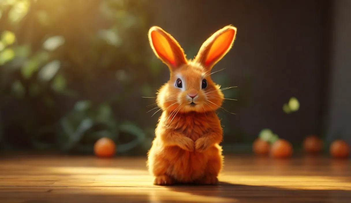 a small rabbit sitting on top of a wooden floor