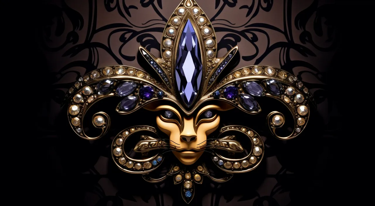 a golden mask with jewels and jewels on it