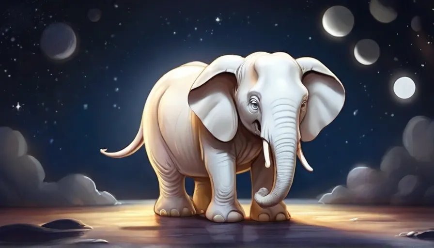 a painting of an elephant standing in the middle of the night