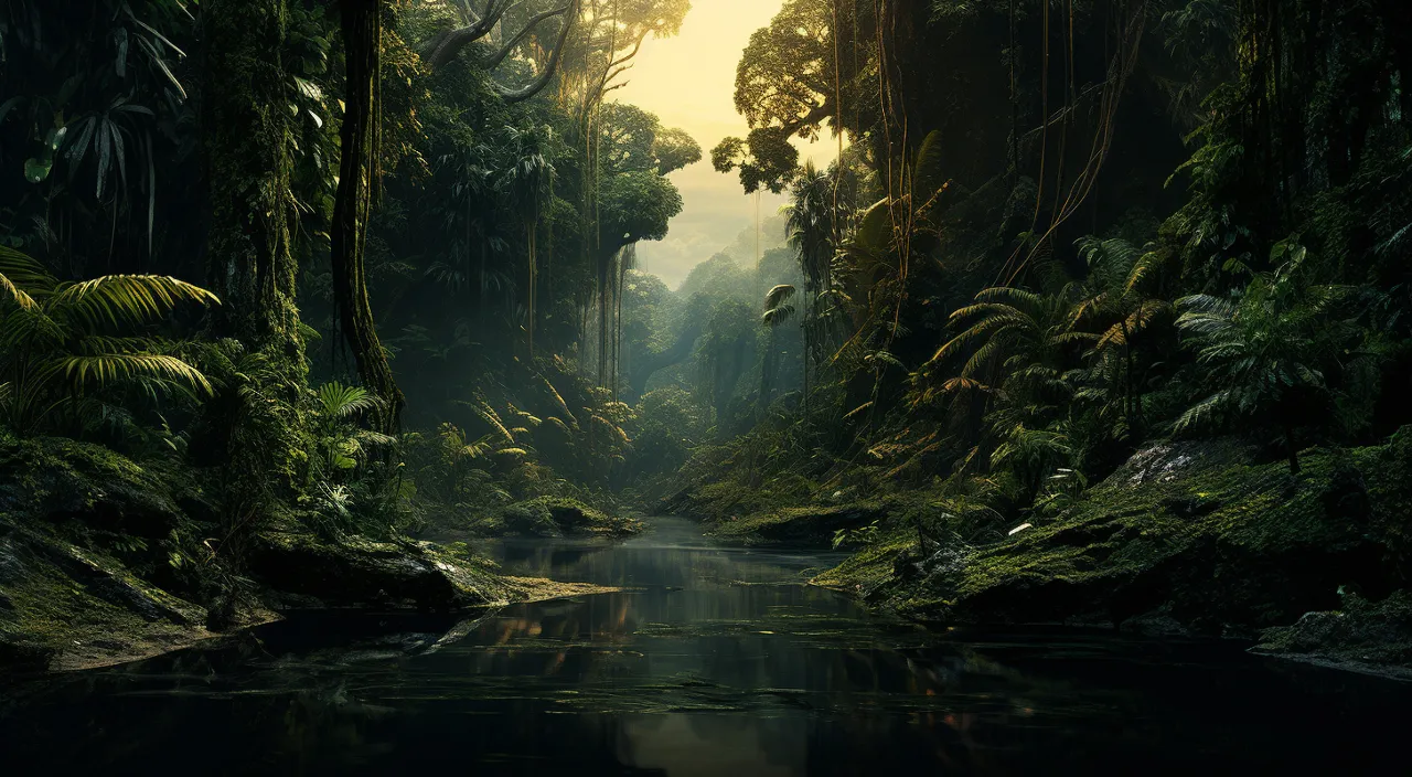 a river running through a lush green forest