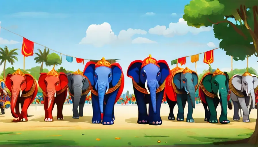 a group of elephants standing next to each other