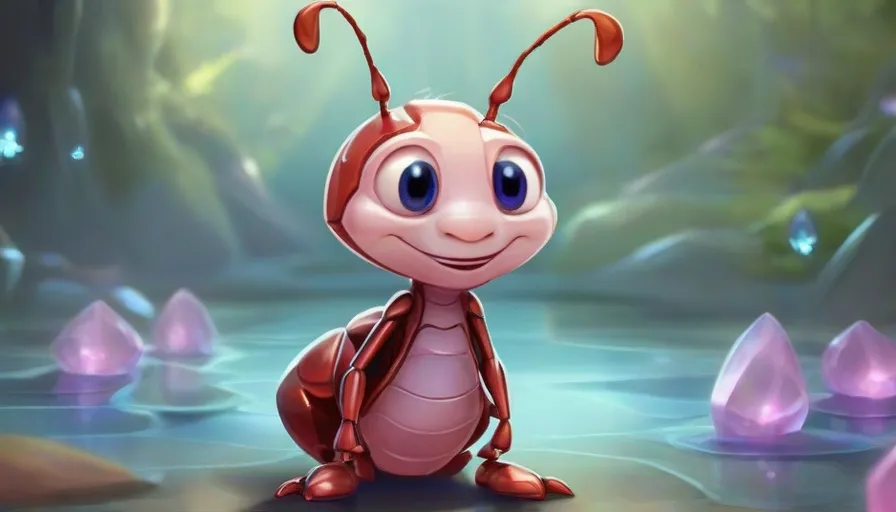 a cartoon bug sitting on top of a puddle of water