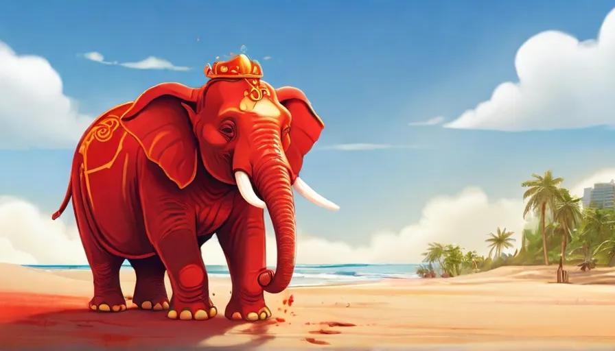 a painting of an elephant on a beach