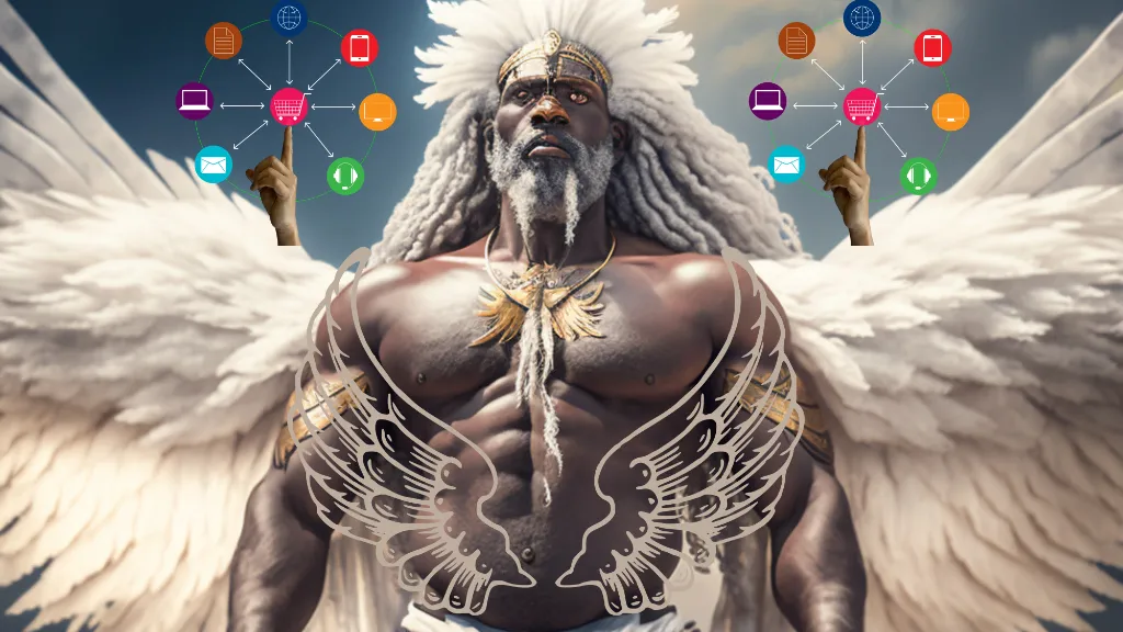 a man with white hair and angel wings. mammal, organism, cg artwork, event, beard, fictional character, art, mythology, graphics, darkness
