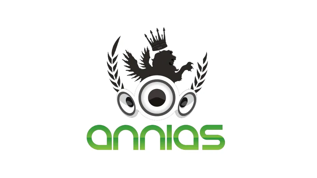 annias logo, lion of judah, reggae speakers, text: ANNIAS