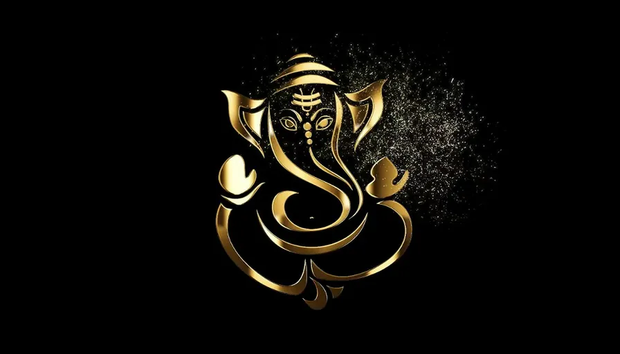 a golden gan gan idol on a black background