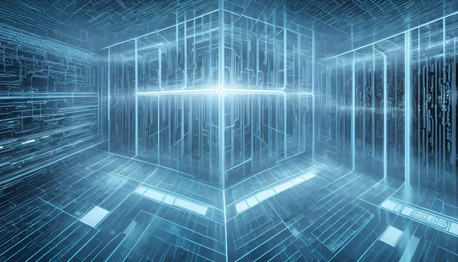 an abstract image of a cube in the middle of a room