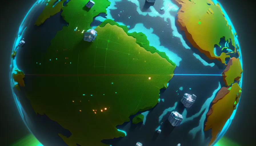 a close up of a green and yellow globe