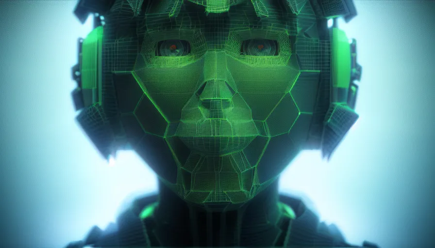 a futuristic man with headphones on his ears