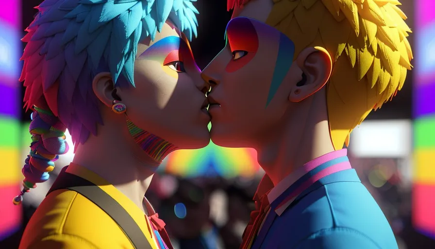 a couple of people that are kissing each other