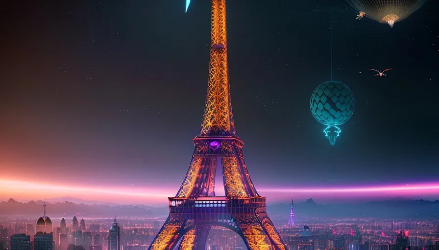 an image of the eiffel tower at night