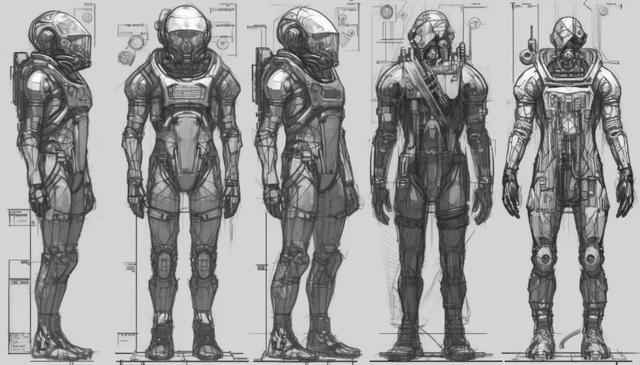 a drawing of a group of people in space suits