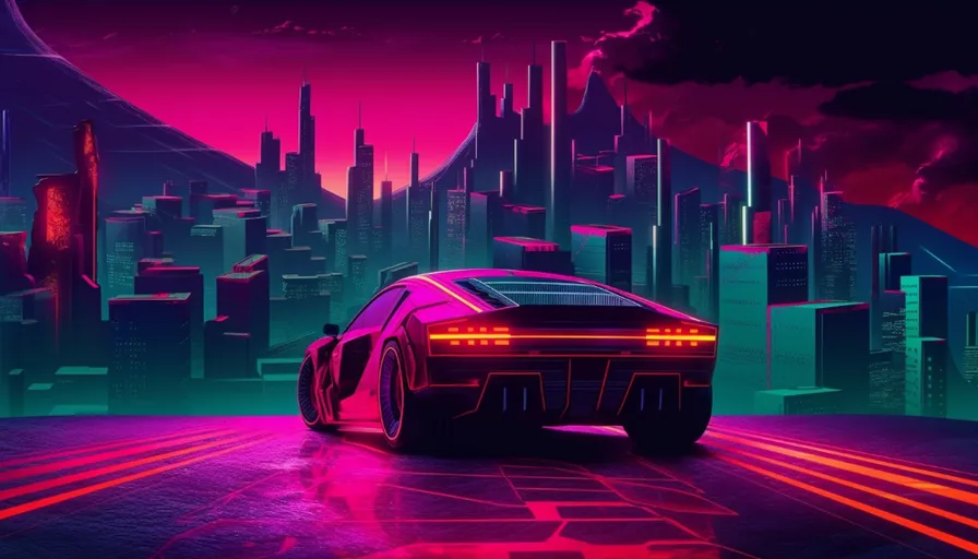 a futuristic car driving through a futuristic city