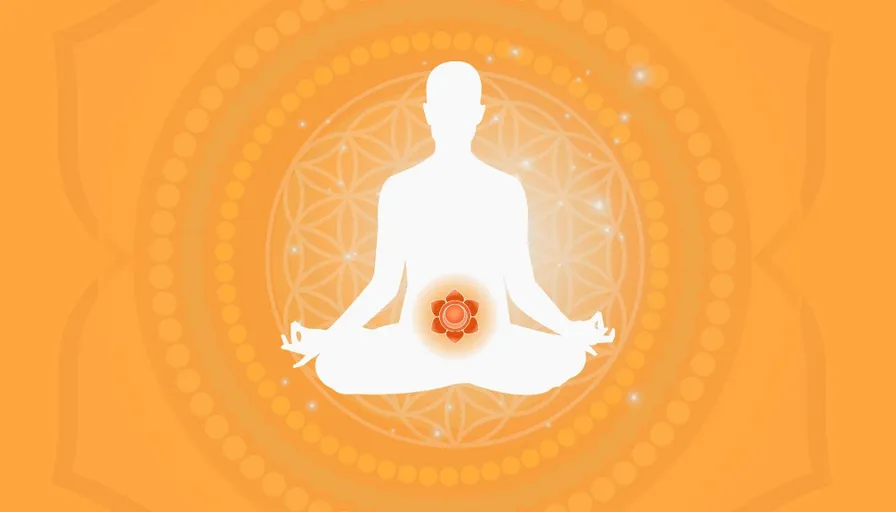 a person sitting in a lotus position in front of a flower of life