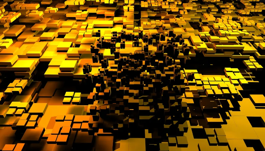 a yellow and black abstract background with squares