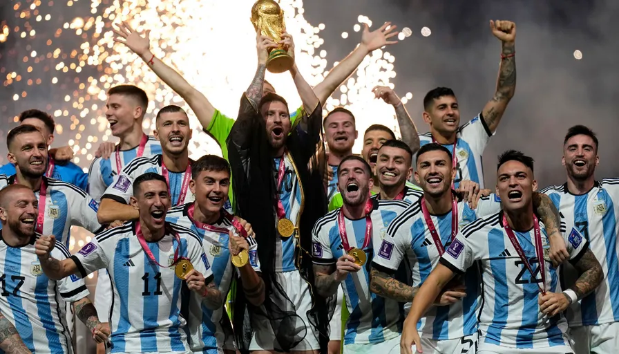 a group of soccer players holding up a trophy