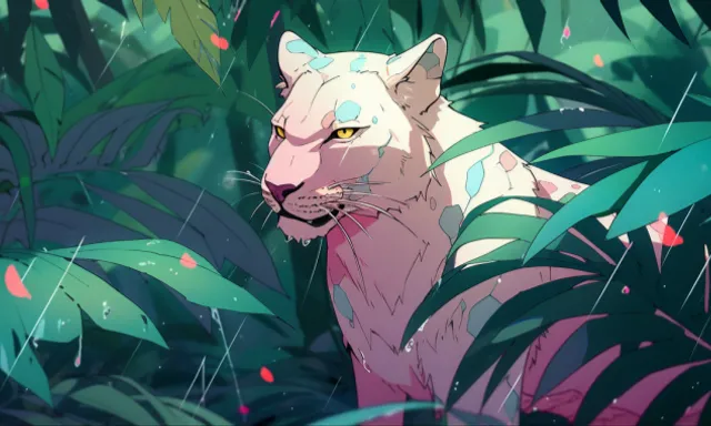 a white tiger standing in the middle of a jungle