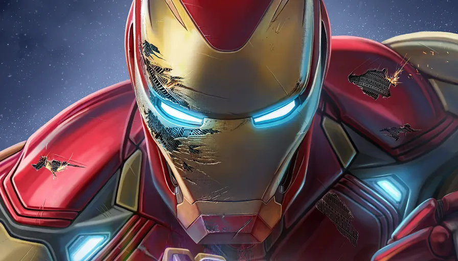 a close up of a robot with glowing eyes