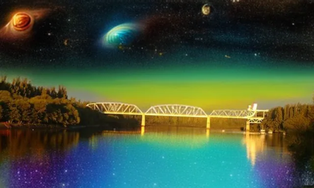 a painting of a bridge over a body of water