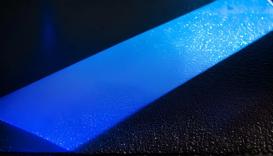 a close up of a blue object on a black surface