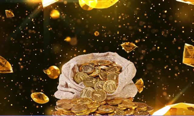 a pile of gold coins sitting on top of a pile of gold coins