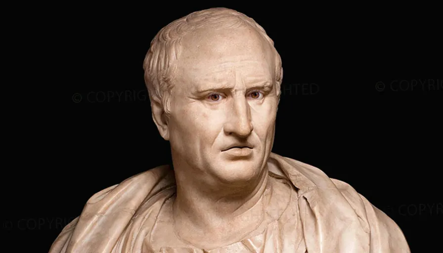 a marble bust of a man with a black background