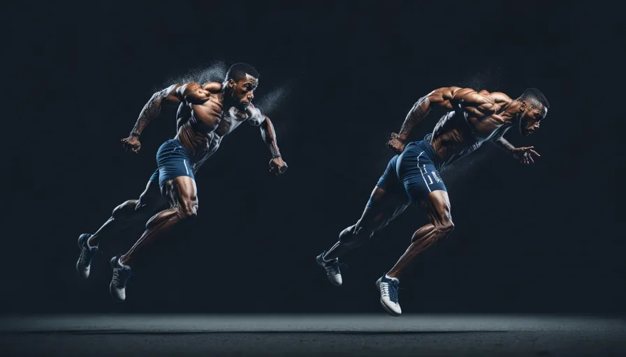a man running in the dark with no shirt on