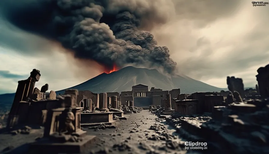 a volcano spewing black smoke into the sky