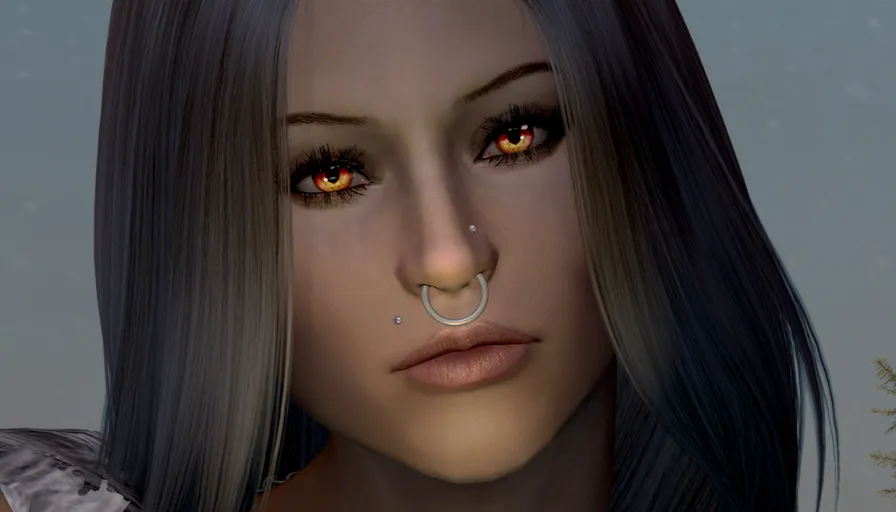 a woman with a nose ring and nose piercing