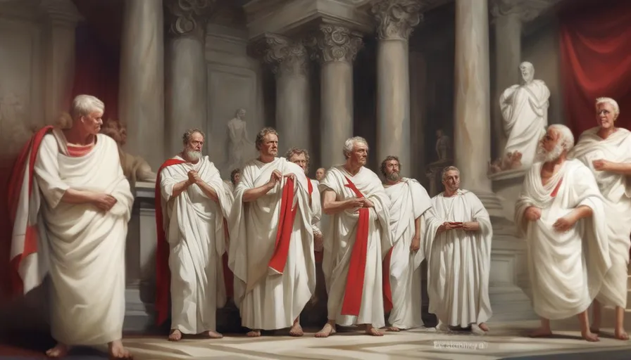 a painting of a group of men in white robes