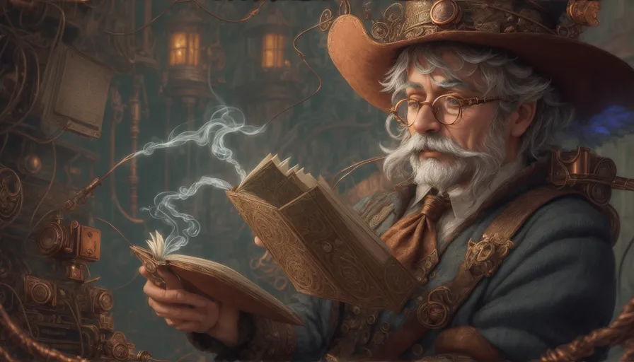 Animate magic smoke and flying sparks around the wizard reading the book, without changing him or the book.