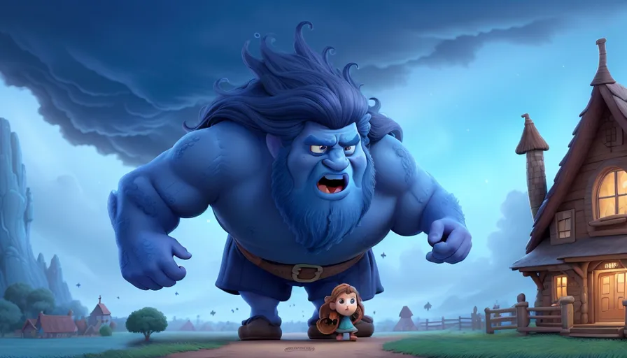 a cartoon character standing in front of a house