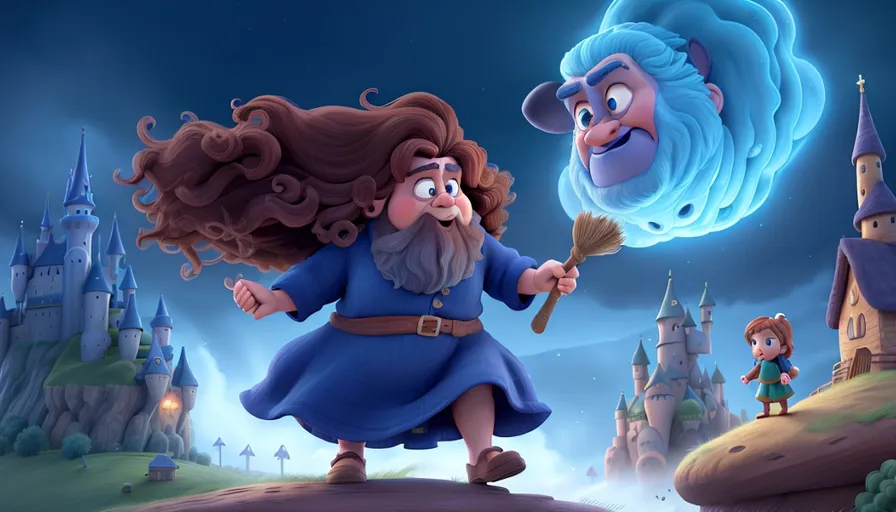 a cartoon of a wizard and a wizard's head
