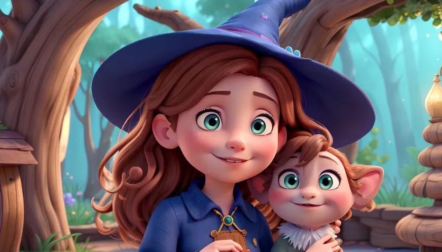 a young girl in a witches costume hugging a little girl