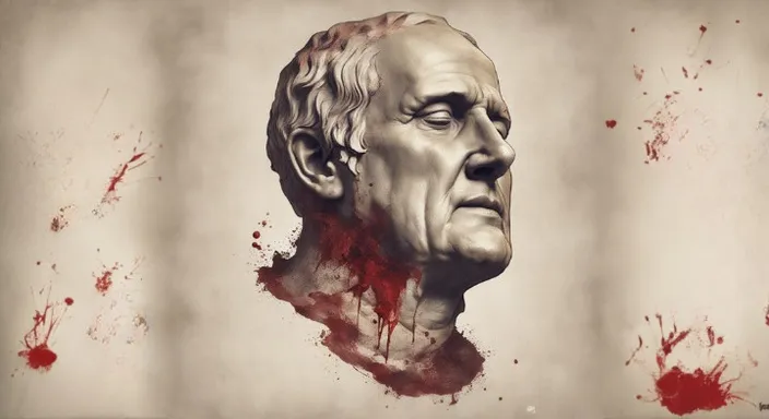 a painting of a man's head with blood on it