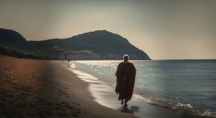 a person walking on a beach next to the ocean