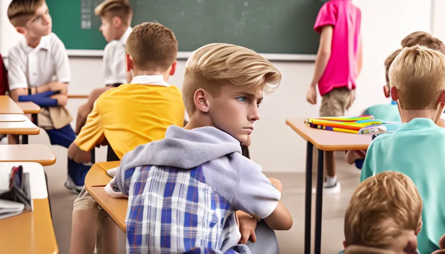 a group of children sitting at desks in a classroom