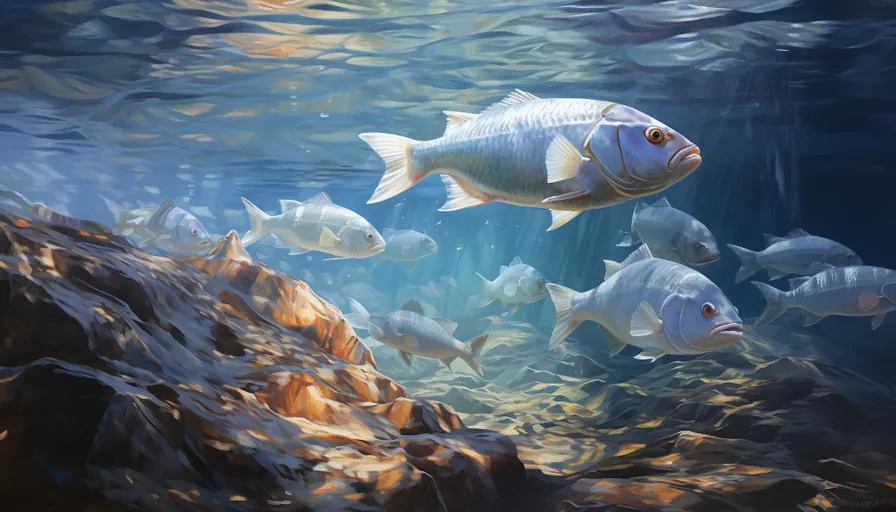 A Painting Of A Group Of Fish Video By Doogz Genmo   Cln0r8ta500l401s6081s4ard.webp