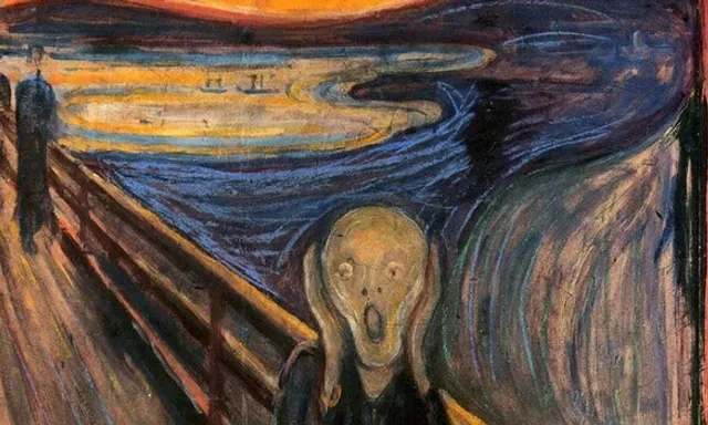 a painting of a person standing in front of a painting