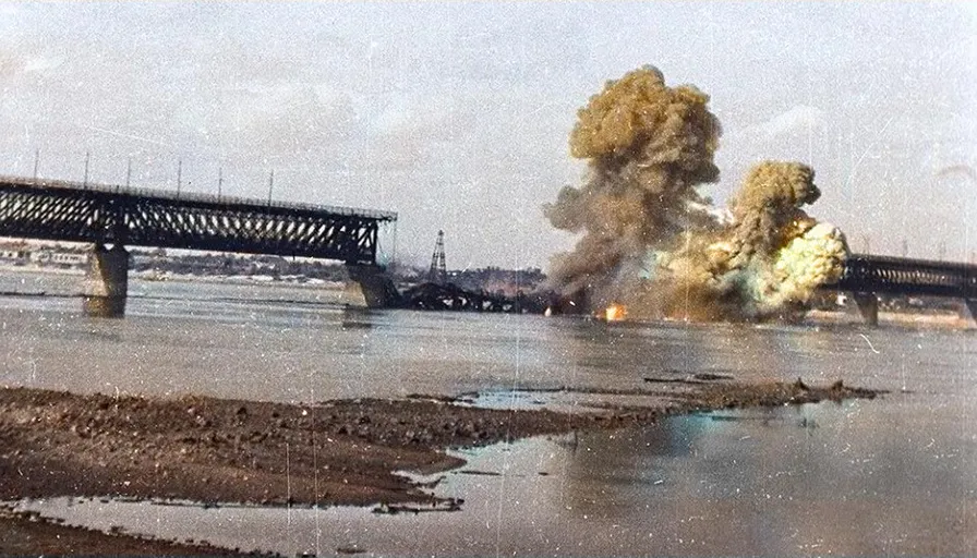 a bridge that has a lot of smoke coming out of it