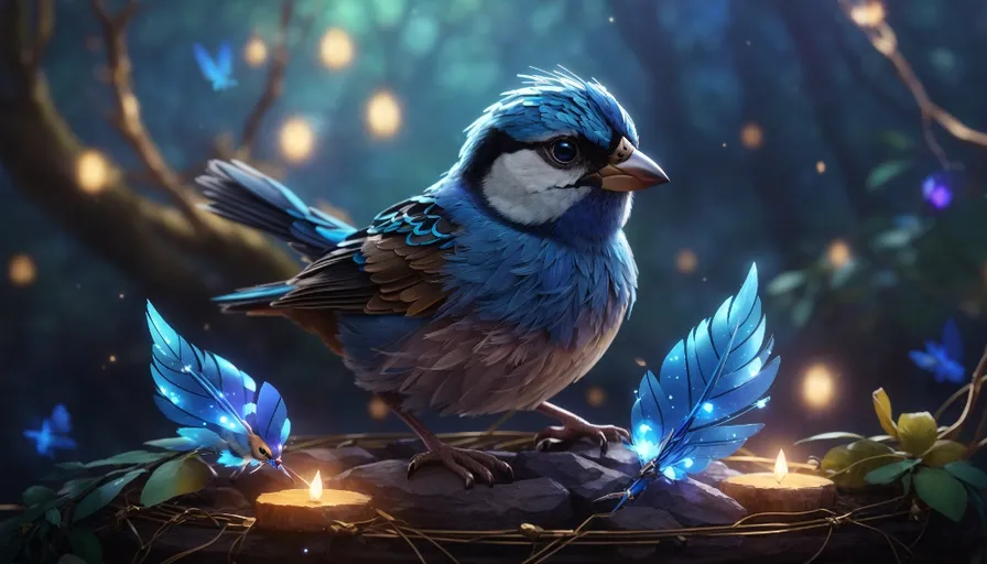 a blue bird sitting on top of a tree branch