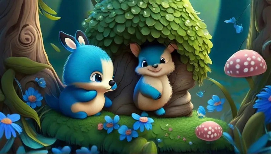 a couple of animals that are sitting in the grass