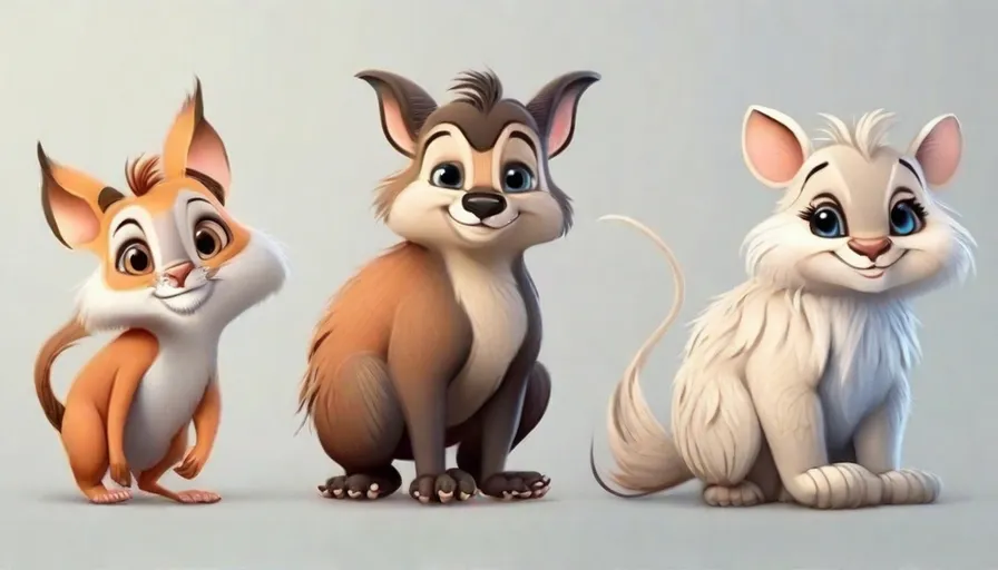 a group of animated animals sitting next to each other