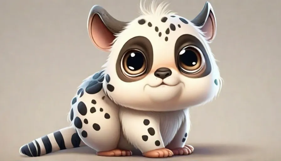 a cartoon animal with big eyes sitting down