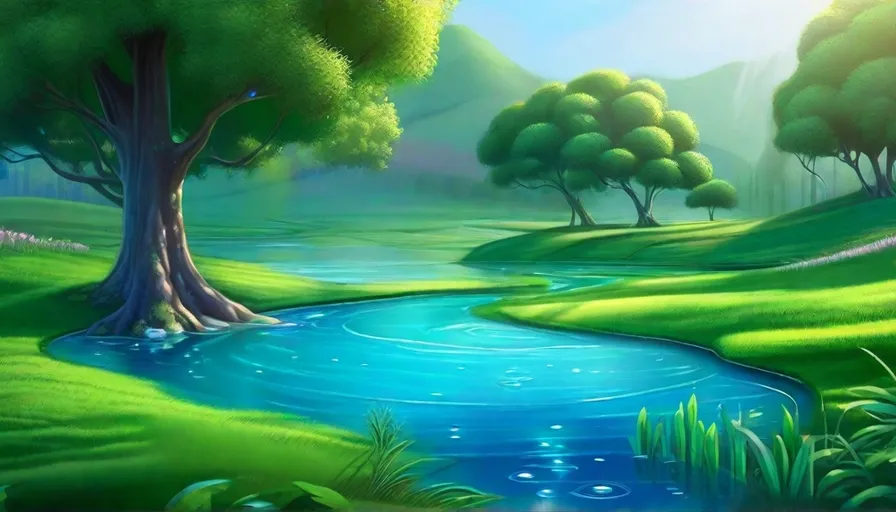 a river running through a lush green forest