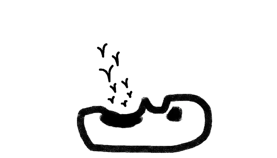 a black and white drawing of a person's foot