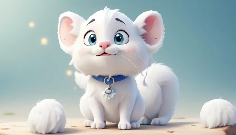 a white cat with blue eyes and a blue collar