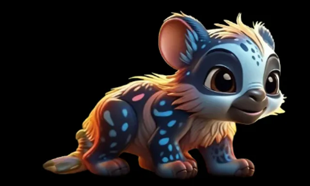 a cute little animal sitting on top of a black background